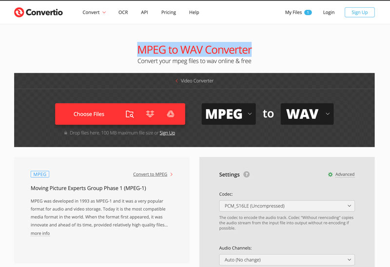 Convertidor MPEG a WAV Convertidor