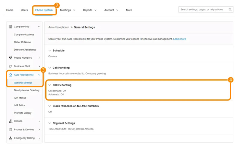Habilitar la grabación automática de llamadas en Ringcentral