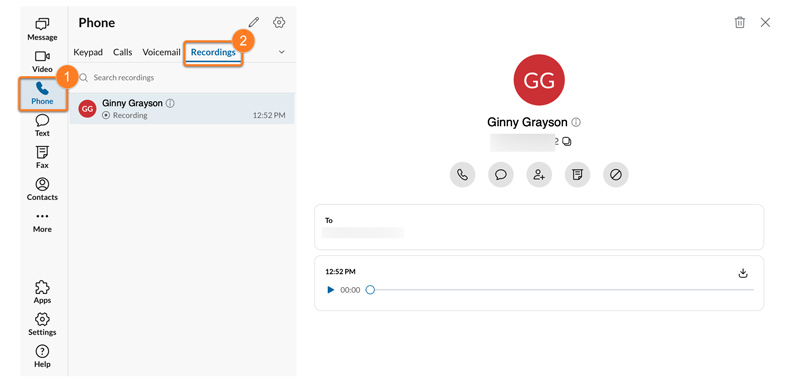 Gestiona las grabaciones de llamadas en Ringcentral.