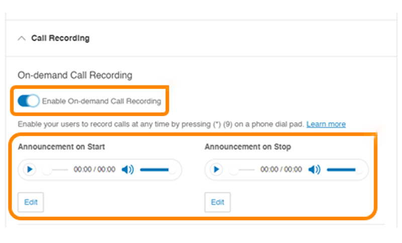 Grabación de llamadas bajo demanda en Ringcentral
