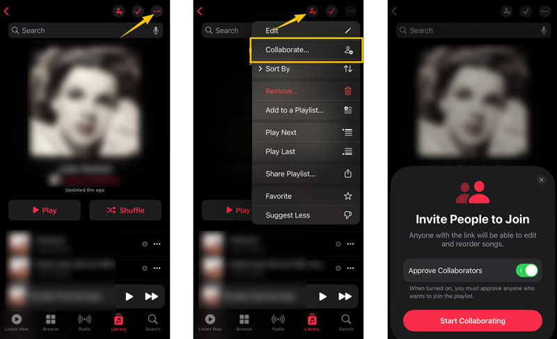 Comparte listas de reproducción en Apple Music Colabora Invita