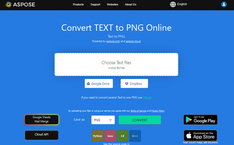 Aspose Convertir TXT a PNG
