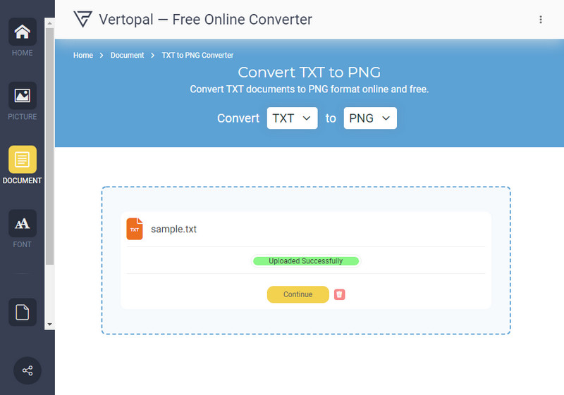 Vertopal Convertir TXT a PNG