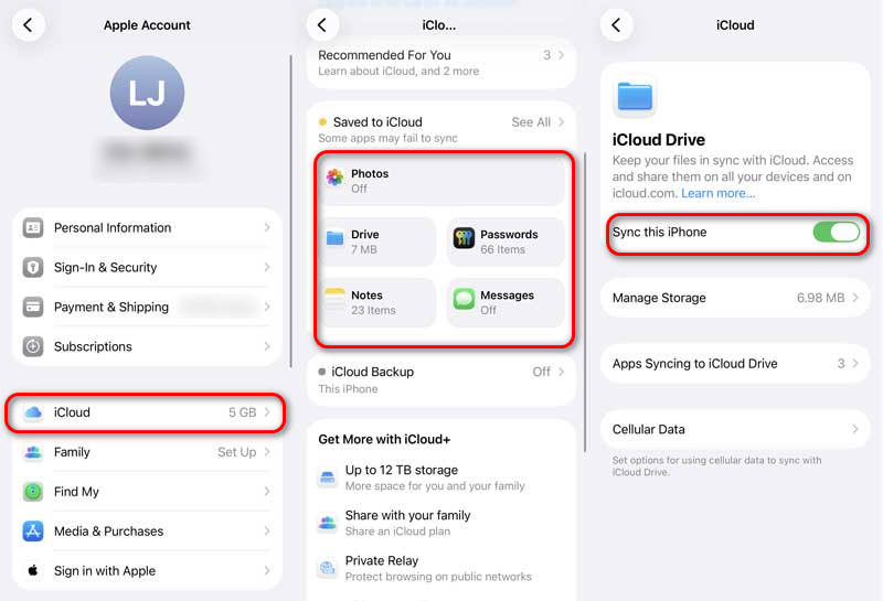 Habilitar la sincronización de iCloud