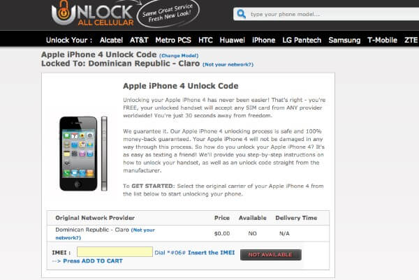 Desbloquear iPhone con Unlockallcellular.com