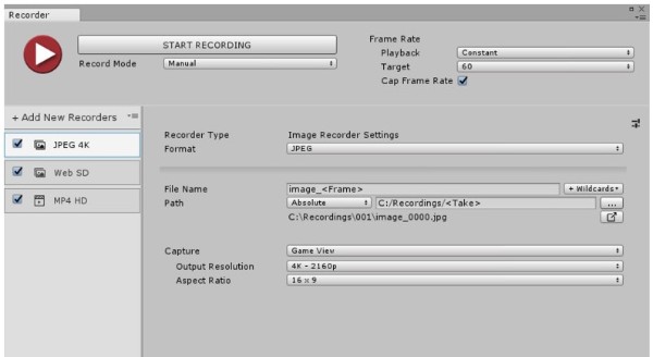 Grabador de fotogramas de Unity