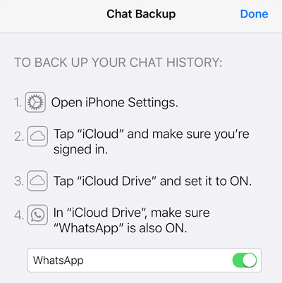 Habilitar la copia de seguridad de WhatsApp