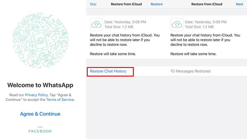 Restaurar WhatsApp desde iCloud a iPhone