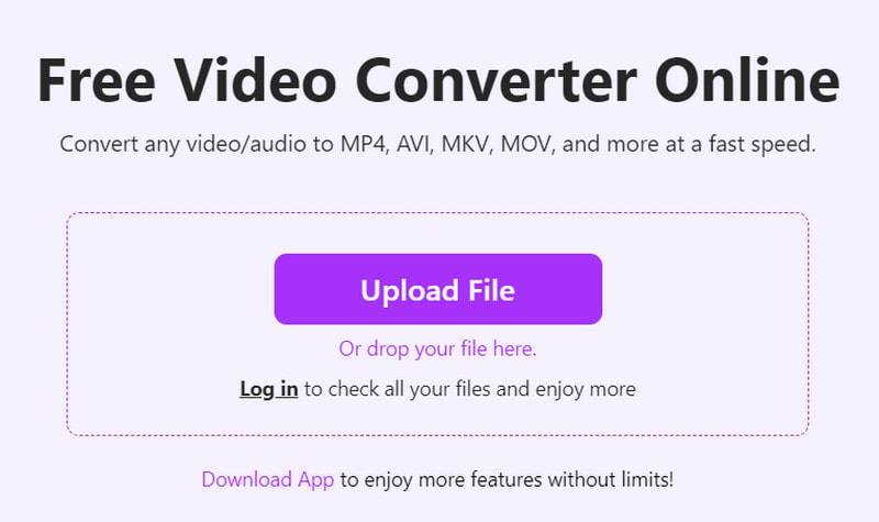Aiseesoft Free Video Converter Subir archivo en línea