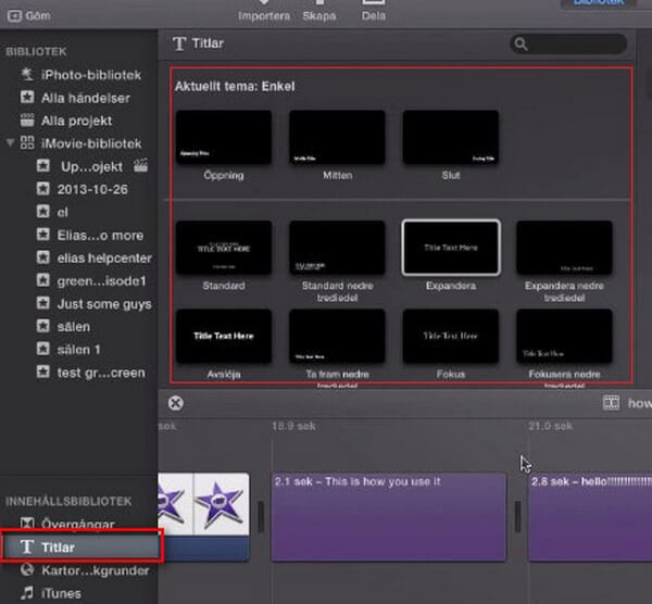 Agregar subtítulos en iMovie 10