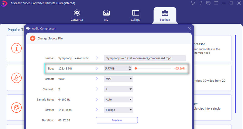 Ajustar la configuración de compresión