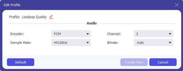 Editar el códec de audio