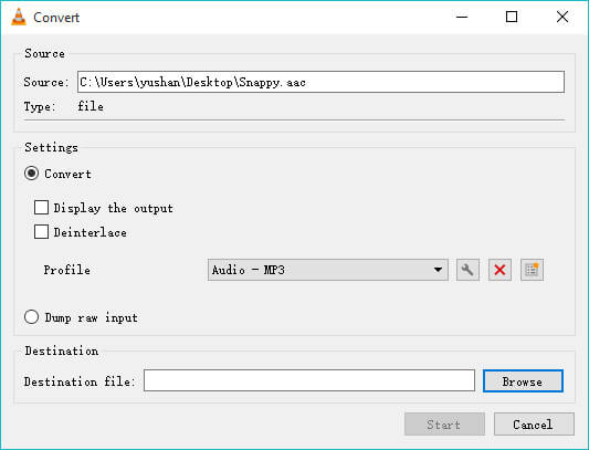 Convertir archivo AAC a MP3 VLC
