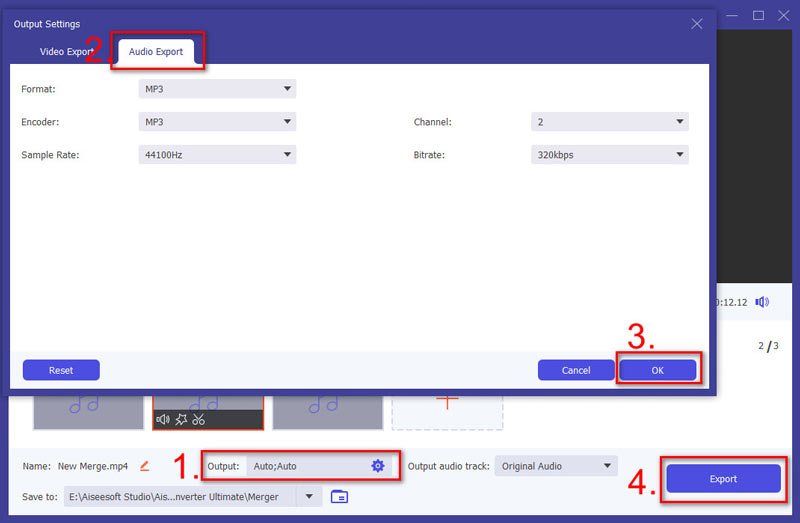 Exportar archivo de audio combinado