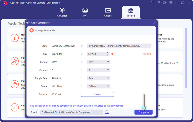 Iniciar compresión de audio