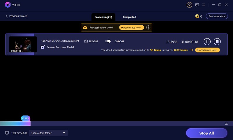 Acelera y exporta vídeo en Vidhex