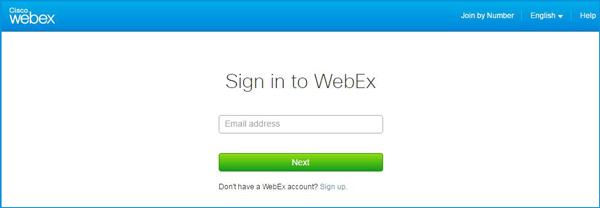 Página de reunión de WebEx