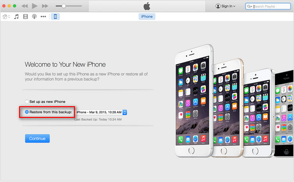 Restaurar mensajes de texto de iPhone desde iTunes